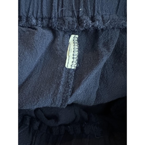 Ruffle Hem Pants Womens Medium Navy Culottes Cropped Elastic Waist Pockets - Picture 2 of 8